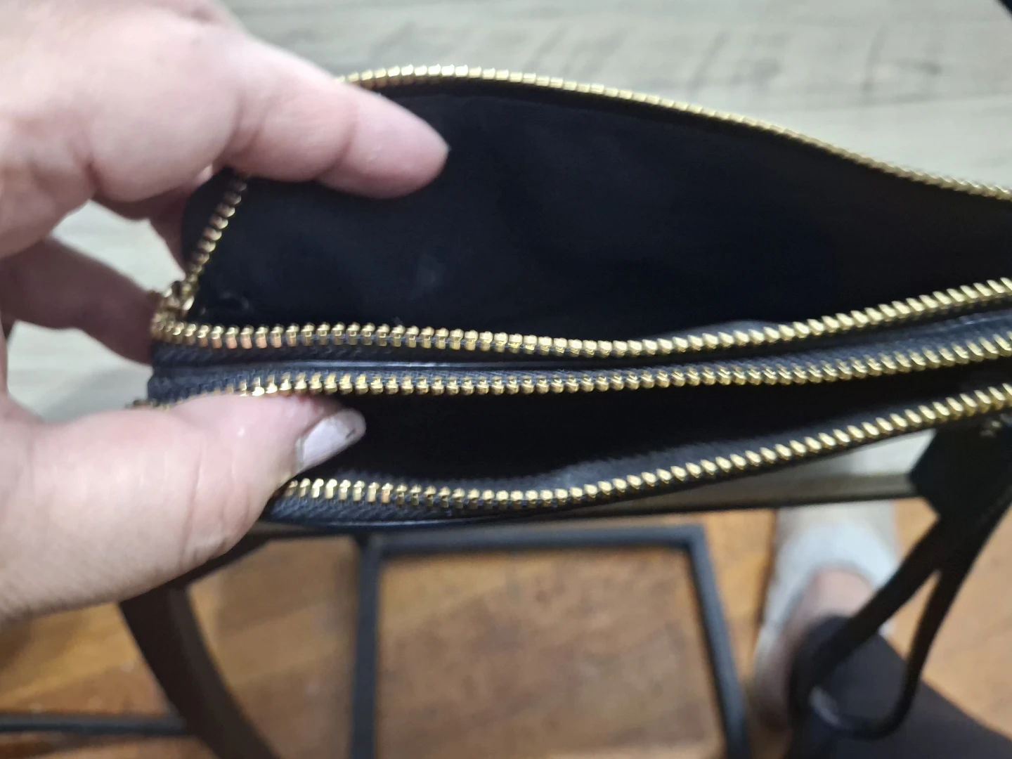 Coach Black Pebble Leather Double Zip Wristlet