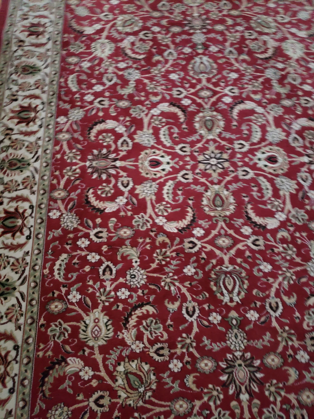 Red floral Area Rug. Size 91 inches long .62" wide