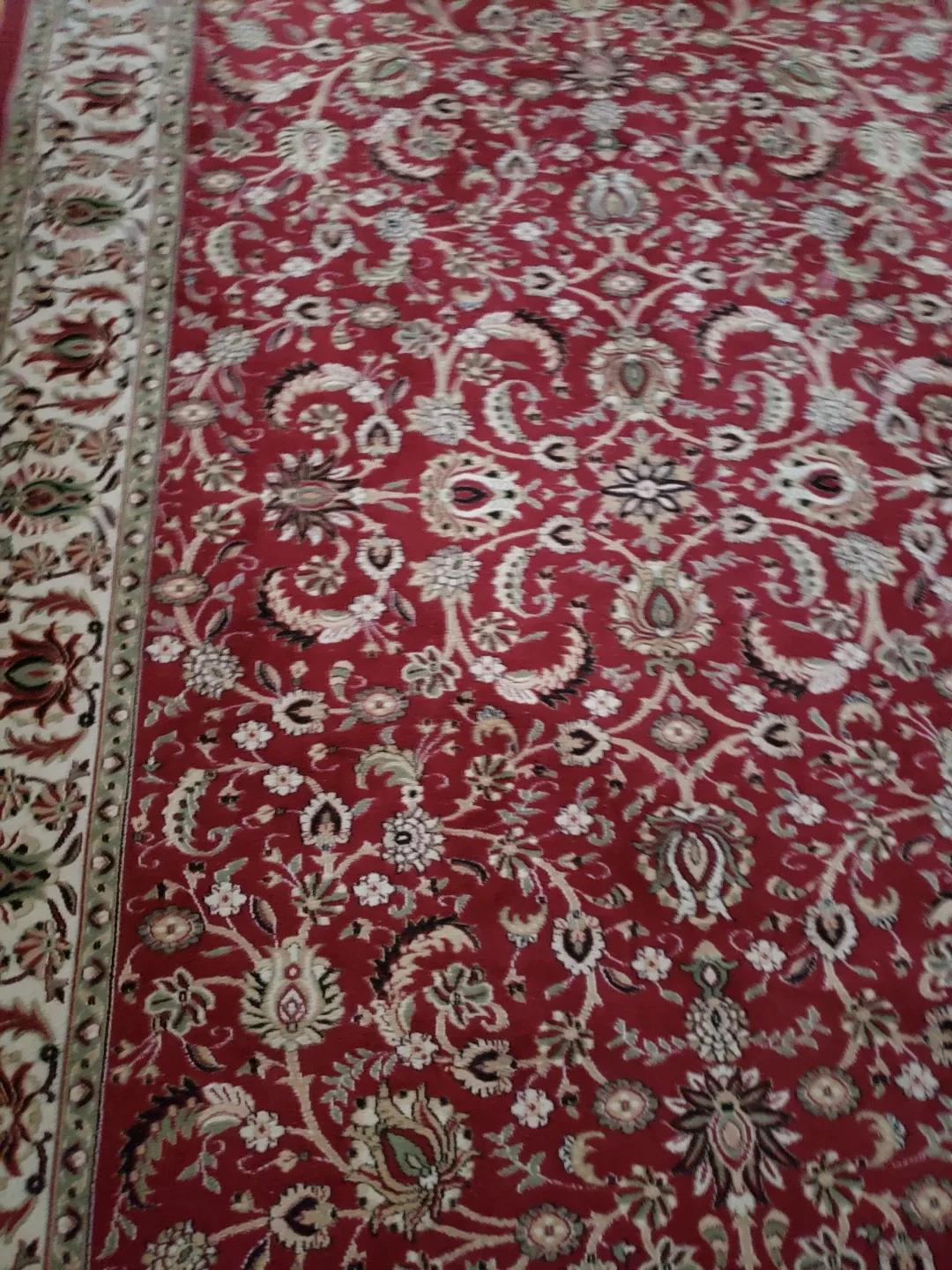Red floral Area Rug. Size 91 inches long .62" wide