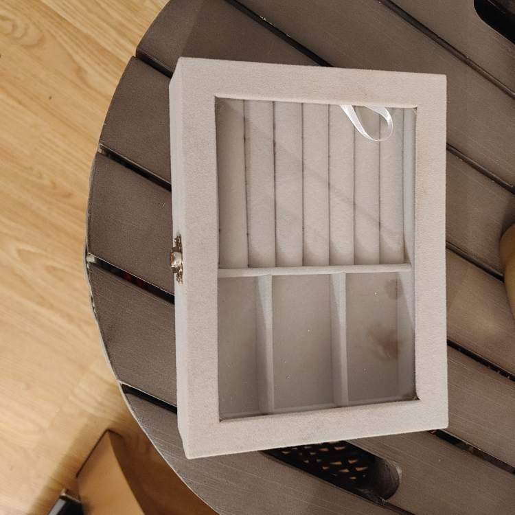Grey Velvet Jewelry Box with Clear Lid - photo 2