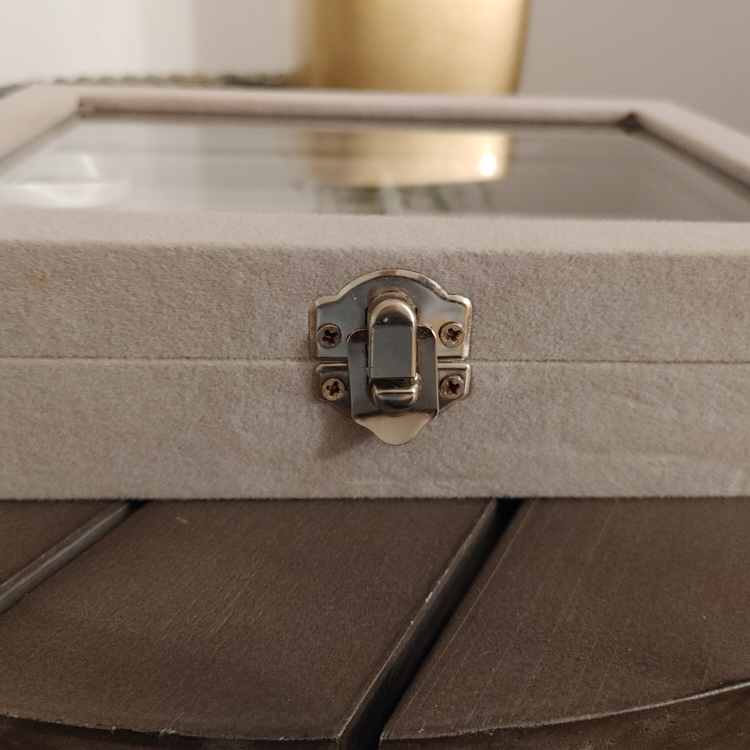 Grey Velvet Jewelry Box with Clear Lid - photo 3