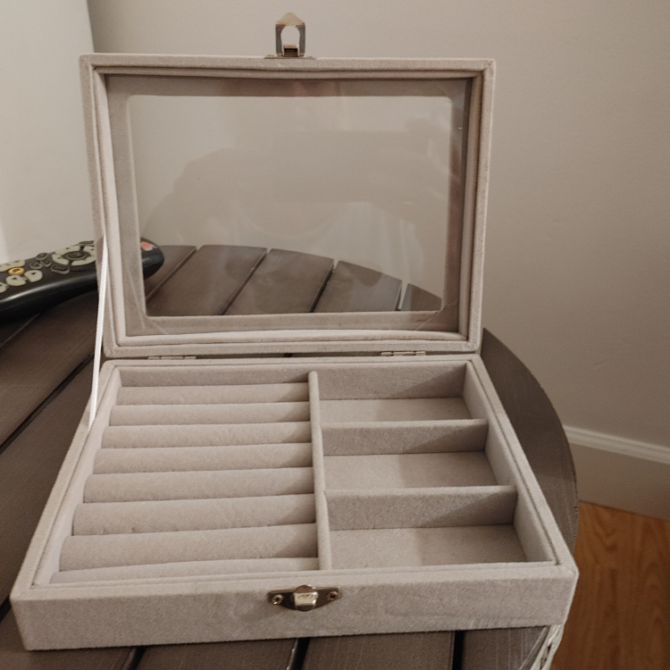 Grey Velvet Jewelry Box with Clear Lid - photo 4