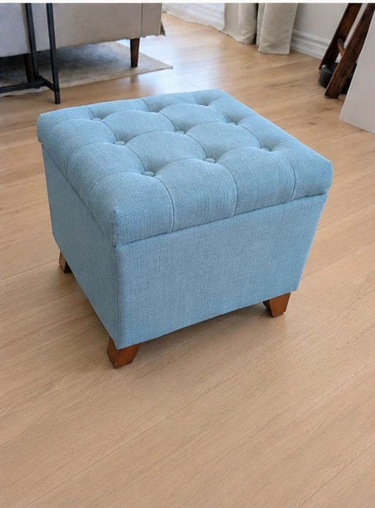 Blue Tufted Storage Ottoman Footrest - photo 2