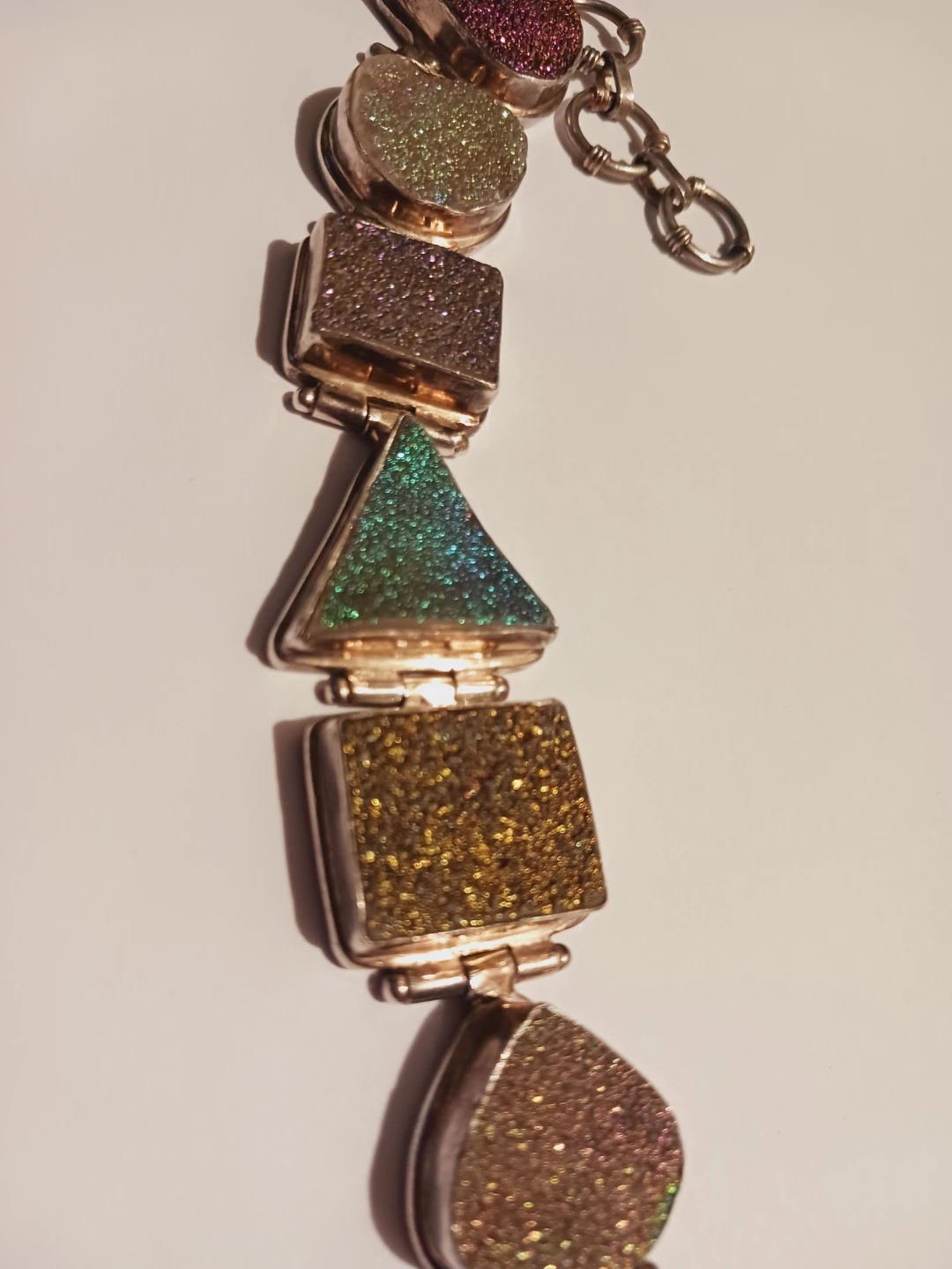 Sterling Silver 925 Geometric Druzy Quartz Stones Bracelet - photo 4