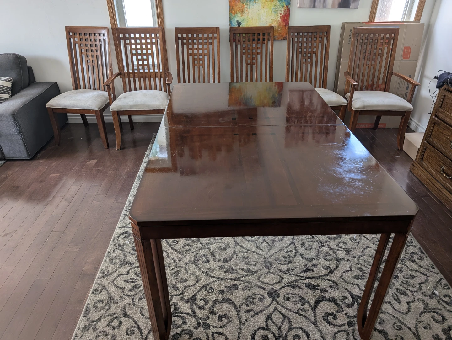 Wooden Dining Table with 6 Chairs