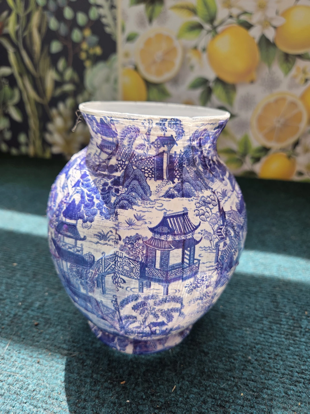 Blue and White Willow Pattern Vase