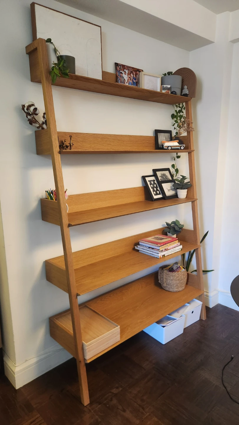 Article- Natural Oak- Wood Ladder Bookshelf - photo 2