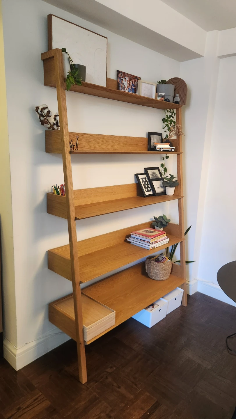 Article- Natural Oak- Wood Ladder Bookshelf - photo 3