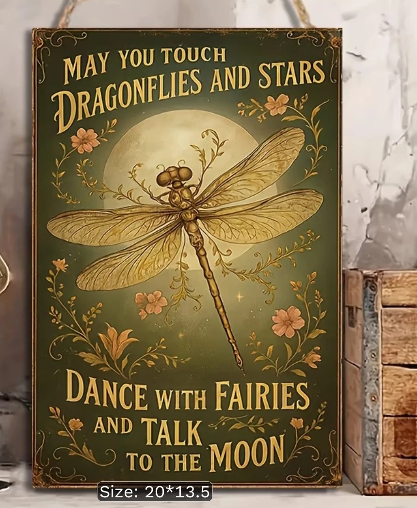 Dragonfly and Moon wooden Art  20x13.5cm - photo 3