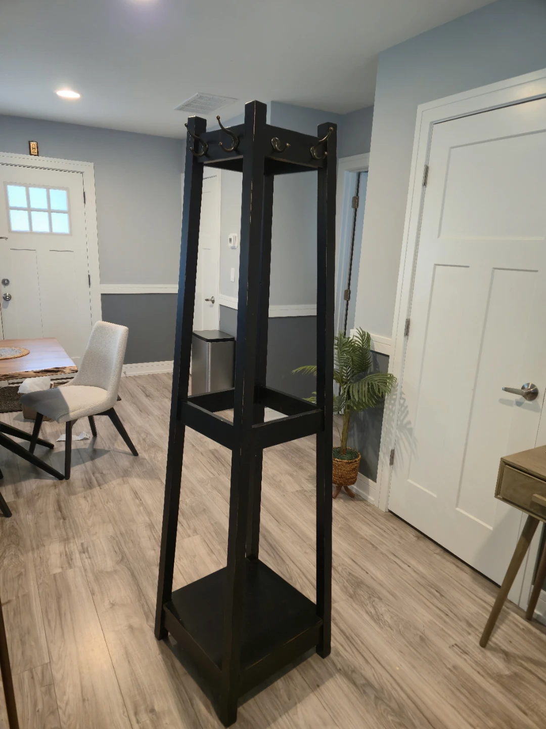 Black Wooden Hall Tree Coat Rack