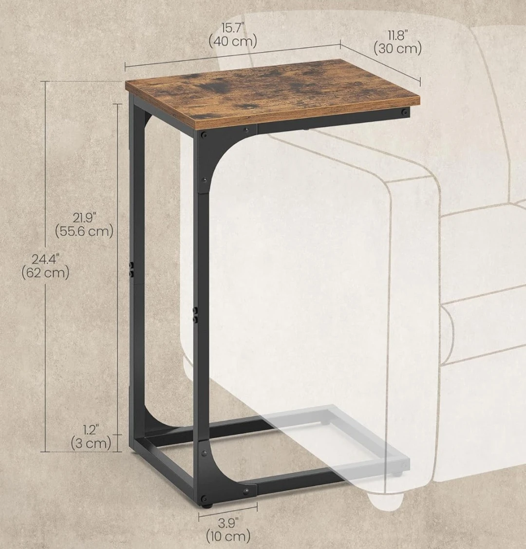 C-Table Side Table - Rustic Brown - photo 2