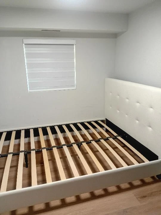White Faux Leather Queen Bed Frame with Tufted Headboard - photo 2
