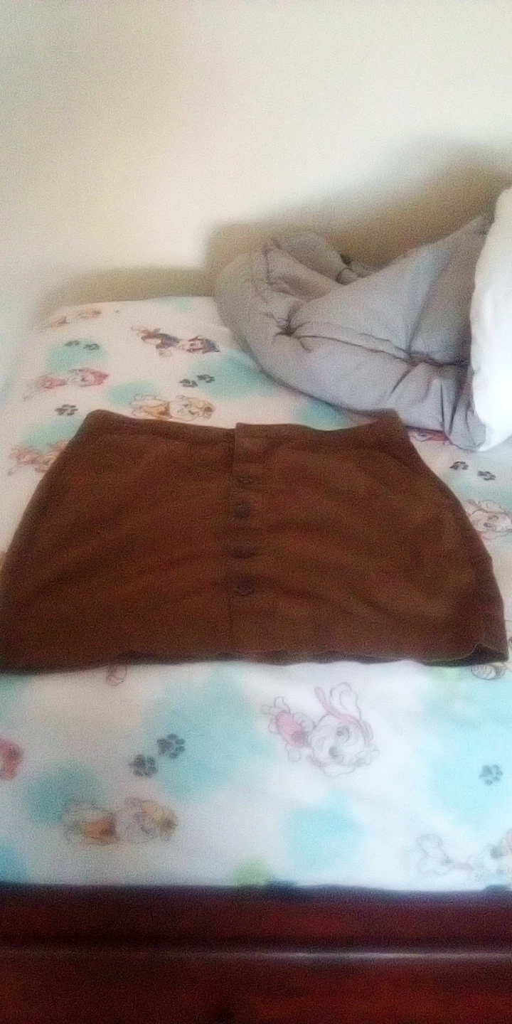 Brown Button-Front Mini Skirt