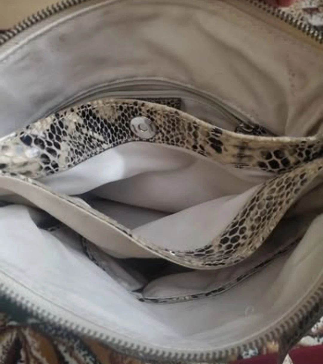 Python Snake Skin Embossed Shoulder Bag - photo 5