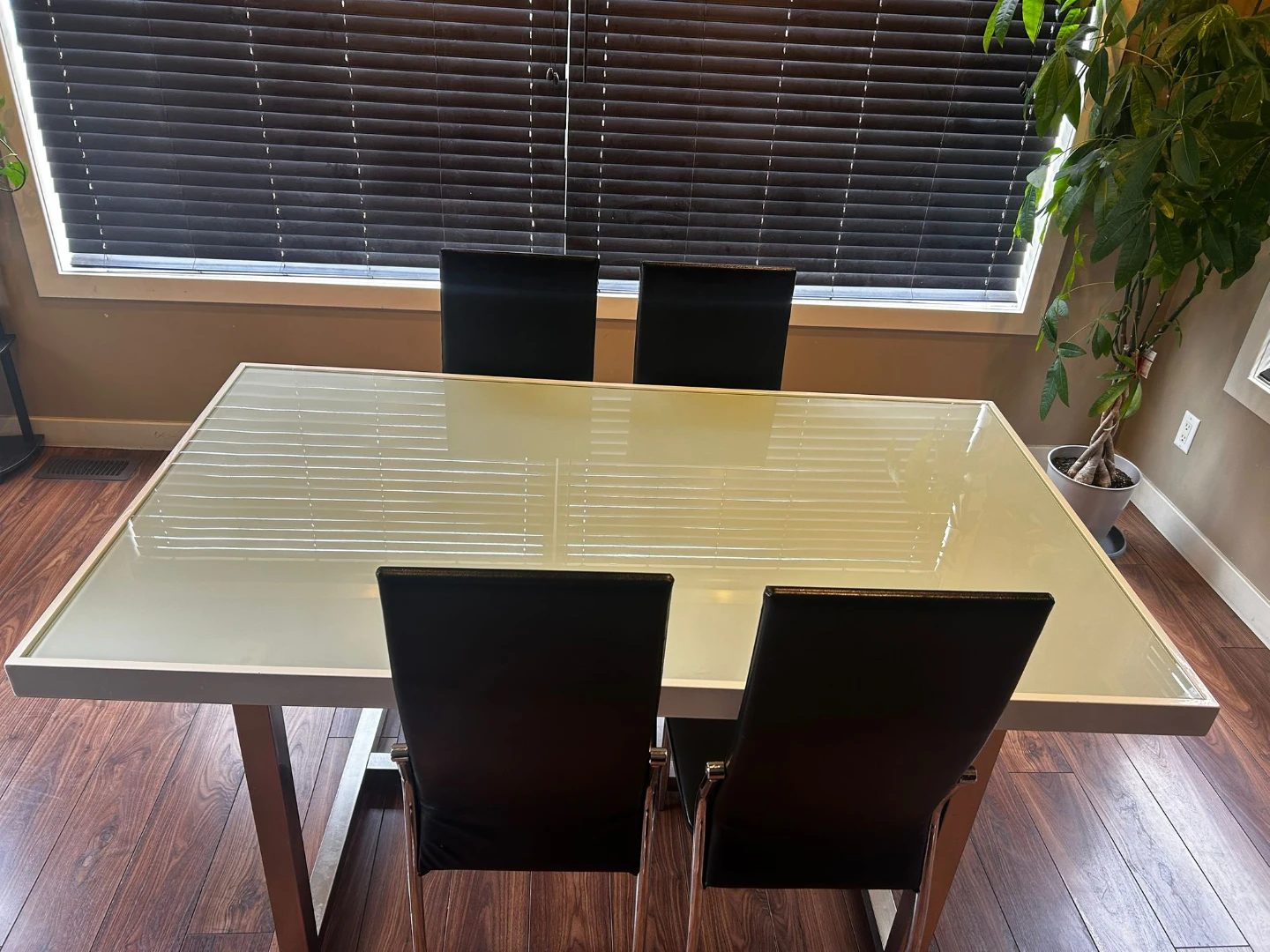 Glass Top Dining Table with 4 Black Chairs - photo 3