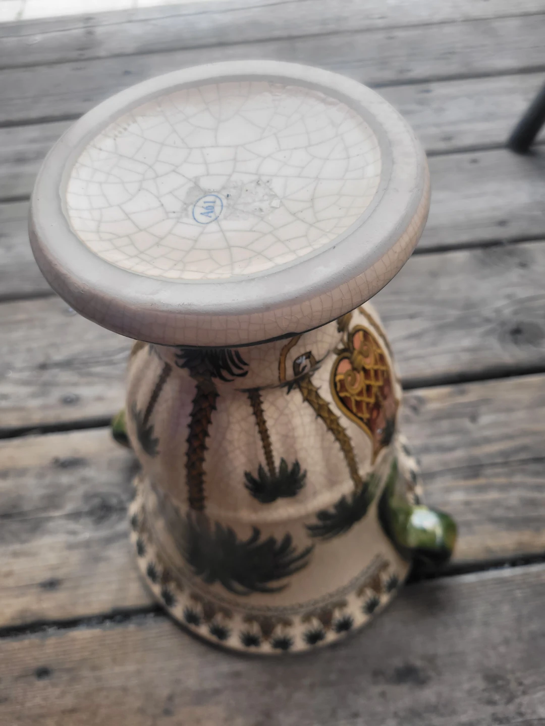 Vintage Palm Beach Chic Ceramic Palm Tree Plant Stand / Vase - photo 2