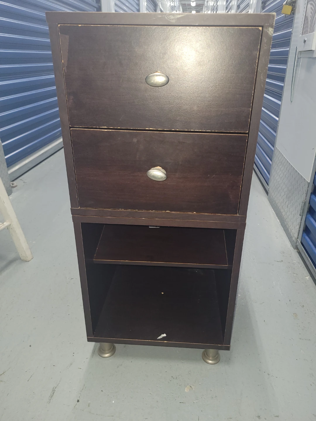 Dark Brown 2-Drawer Nightstand with Open Shelf - photo 3
