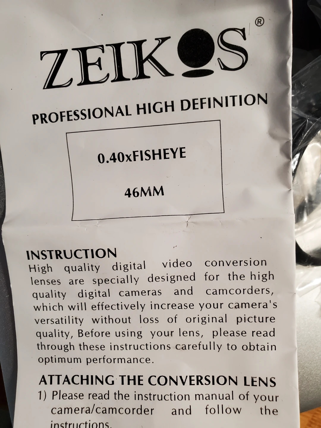 ZEIKOS Professional HD 0.40X Super Wide Fisheye Lens - photo 4