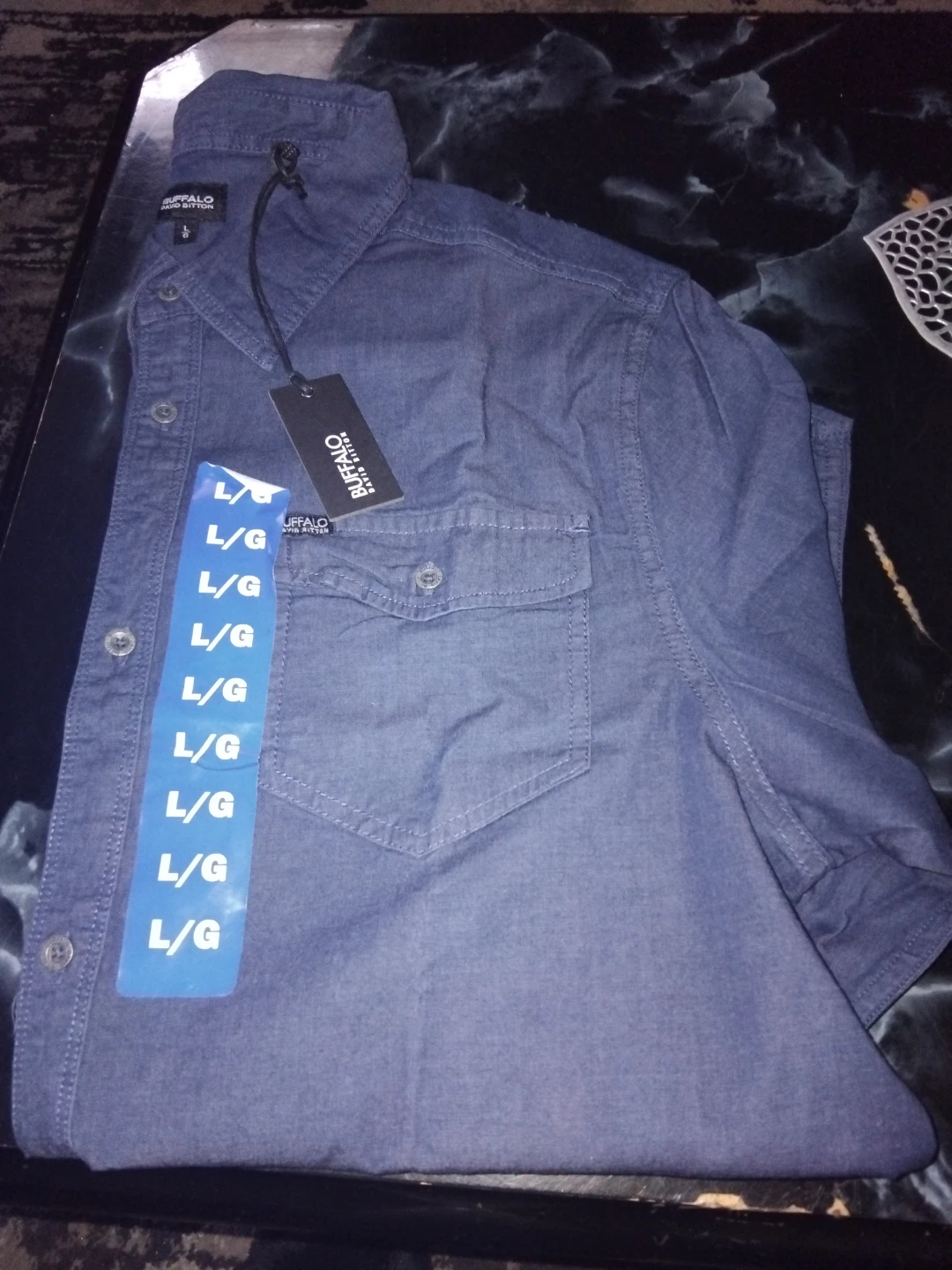 Buffalo David Bition Long Sleeve Shirt - Navy - Size L/G