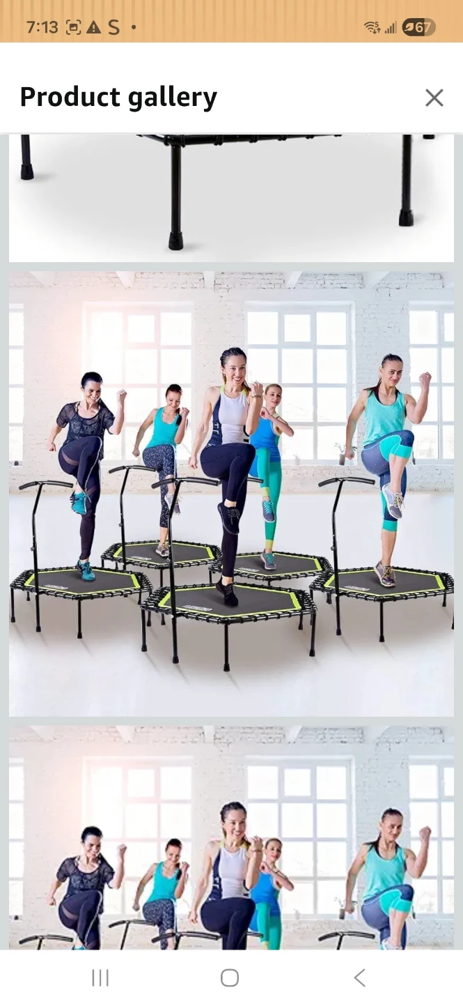 ONETWOFIT 48" Hexagon Trampoline with Adjustable Handle Bar - photo 2