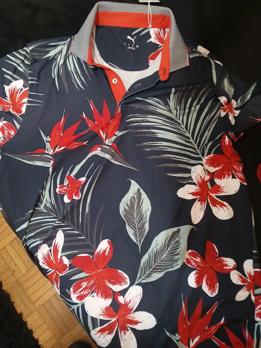 Puma Men's Tropical Print Golf Polo Shirt L - w/ tag - photo 3