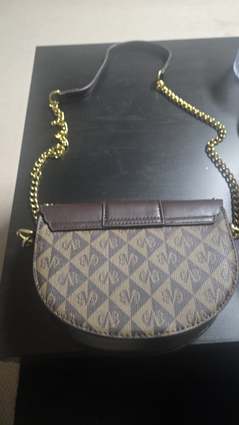 Brown Saddle Shoulder Bag with Gold Chain - photo 3