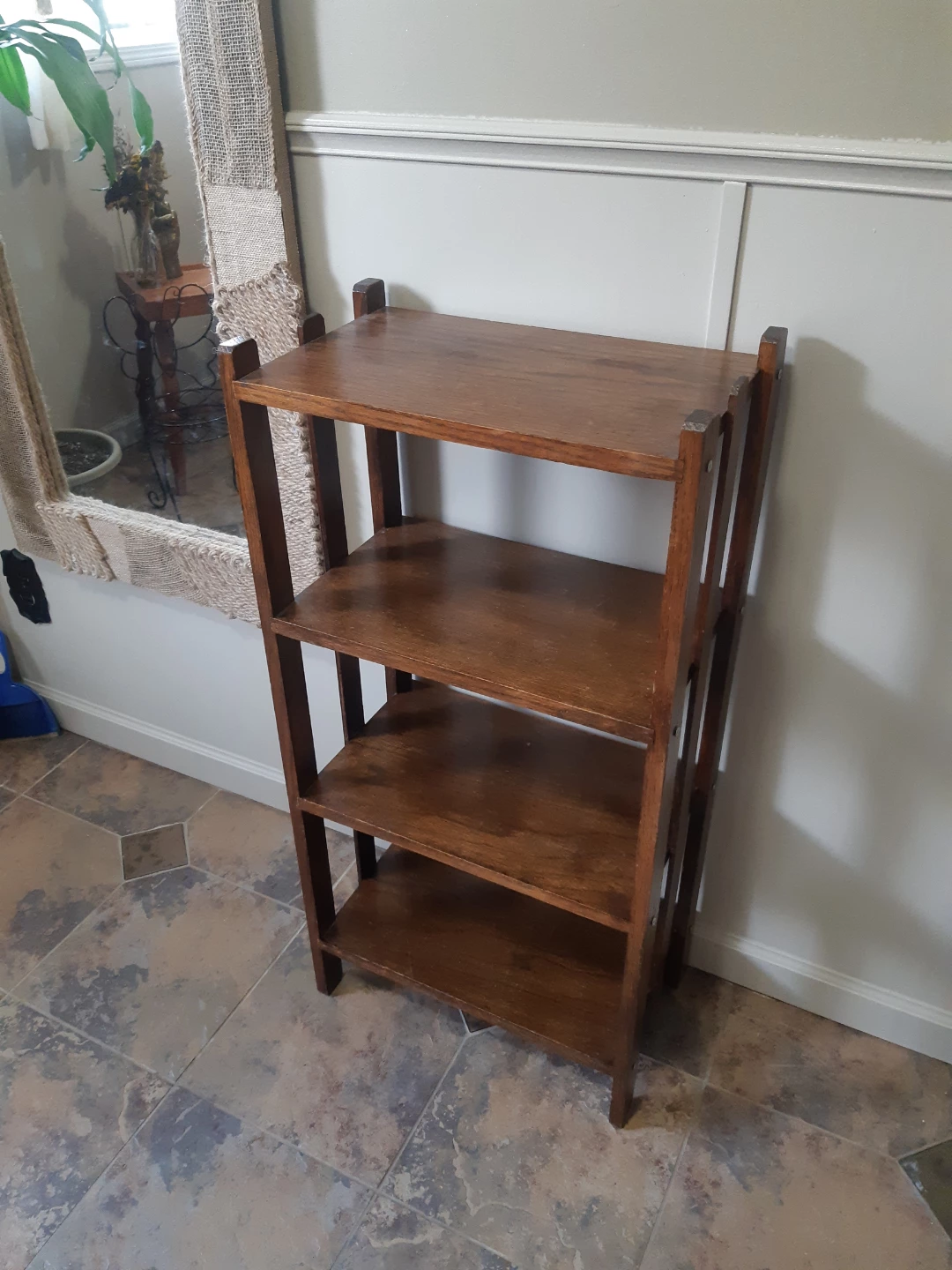 wooden Arts and Crafts era mission style bookcase