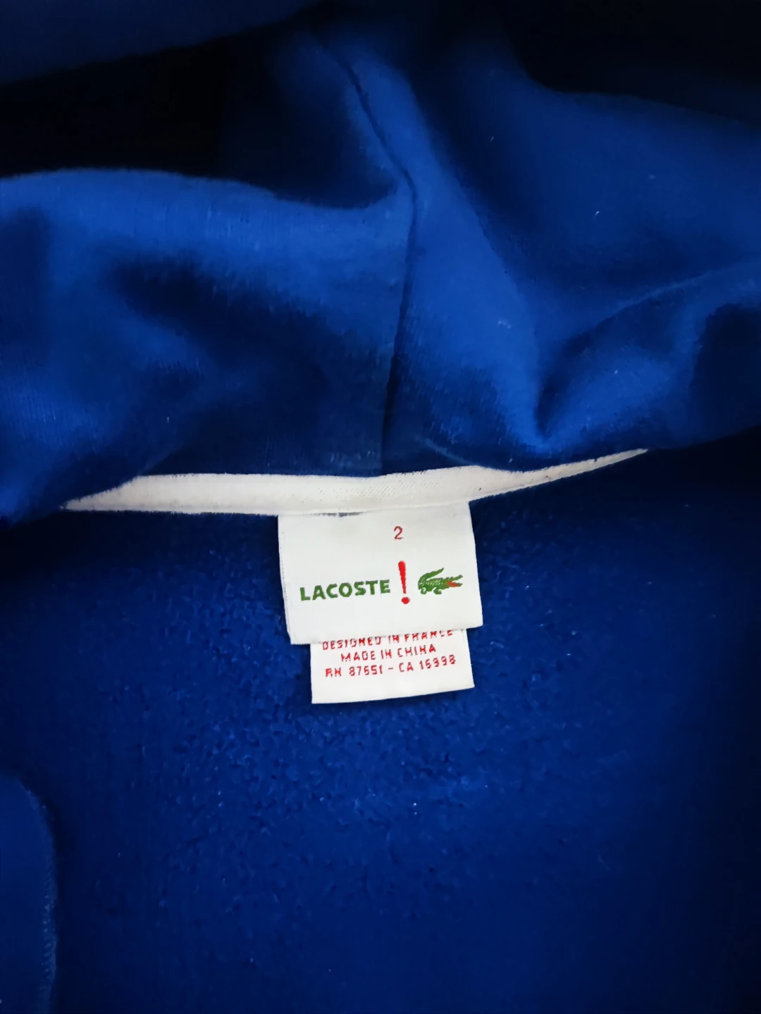 Lacoste Blue Zip-Up Hoodie with White Trim - Size 2 - photo 3