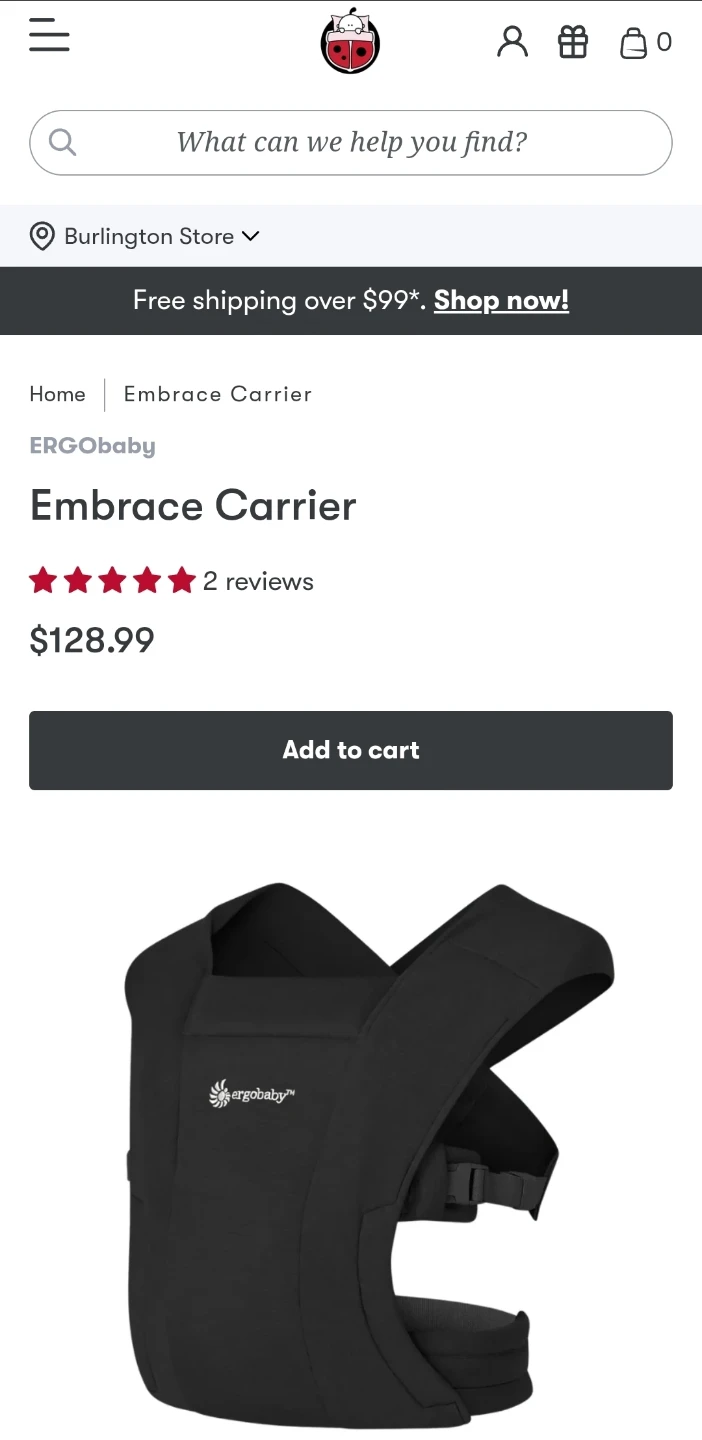 Ergobaby Embrace Carrier - Black - photo 2