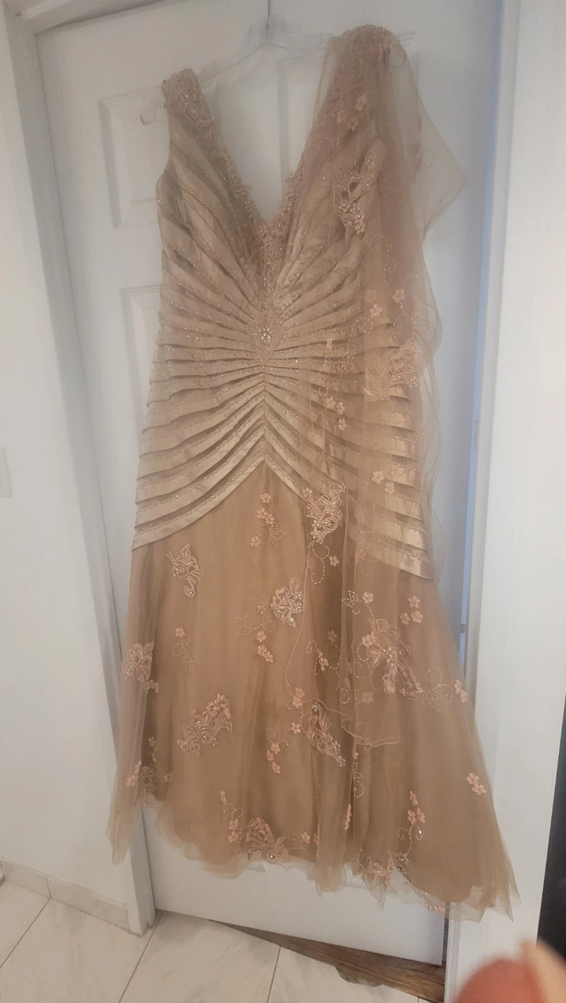 Pink Gold Embellished Evening Gown - photo 4