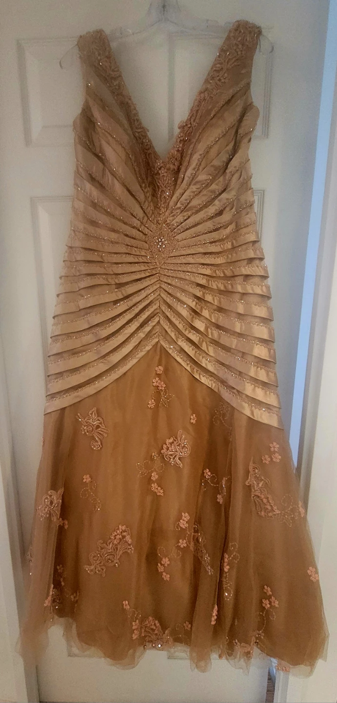 Pink Gold Embellished Evening Gown - photo 5