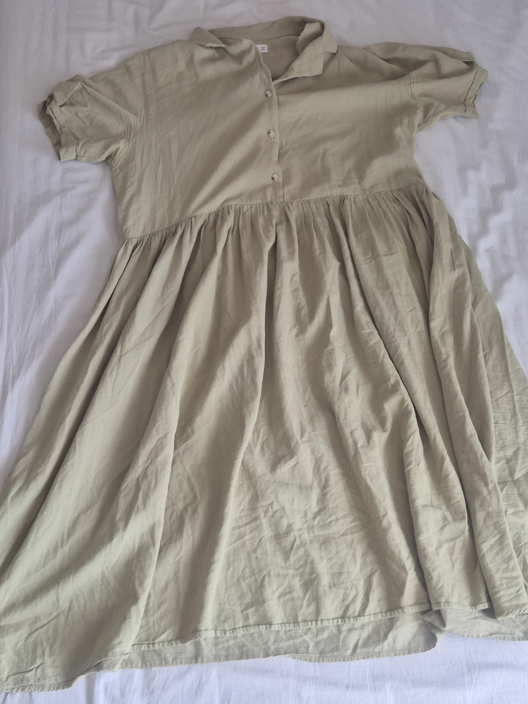 Lightweight Short Sleeve Shirt Dress - Tan