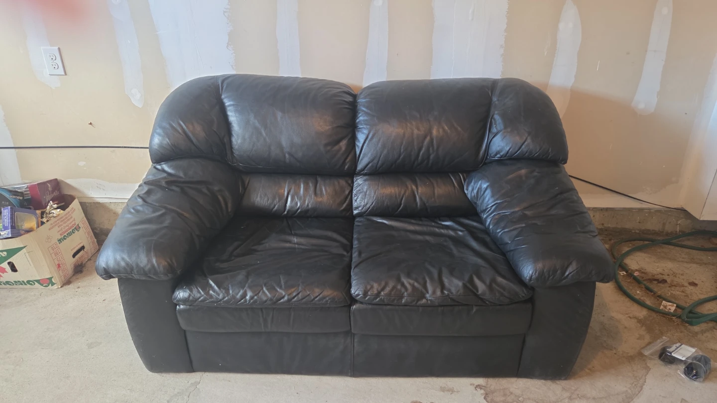 Black Leather Loveseat Sofa