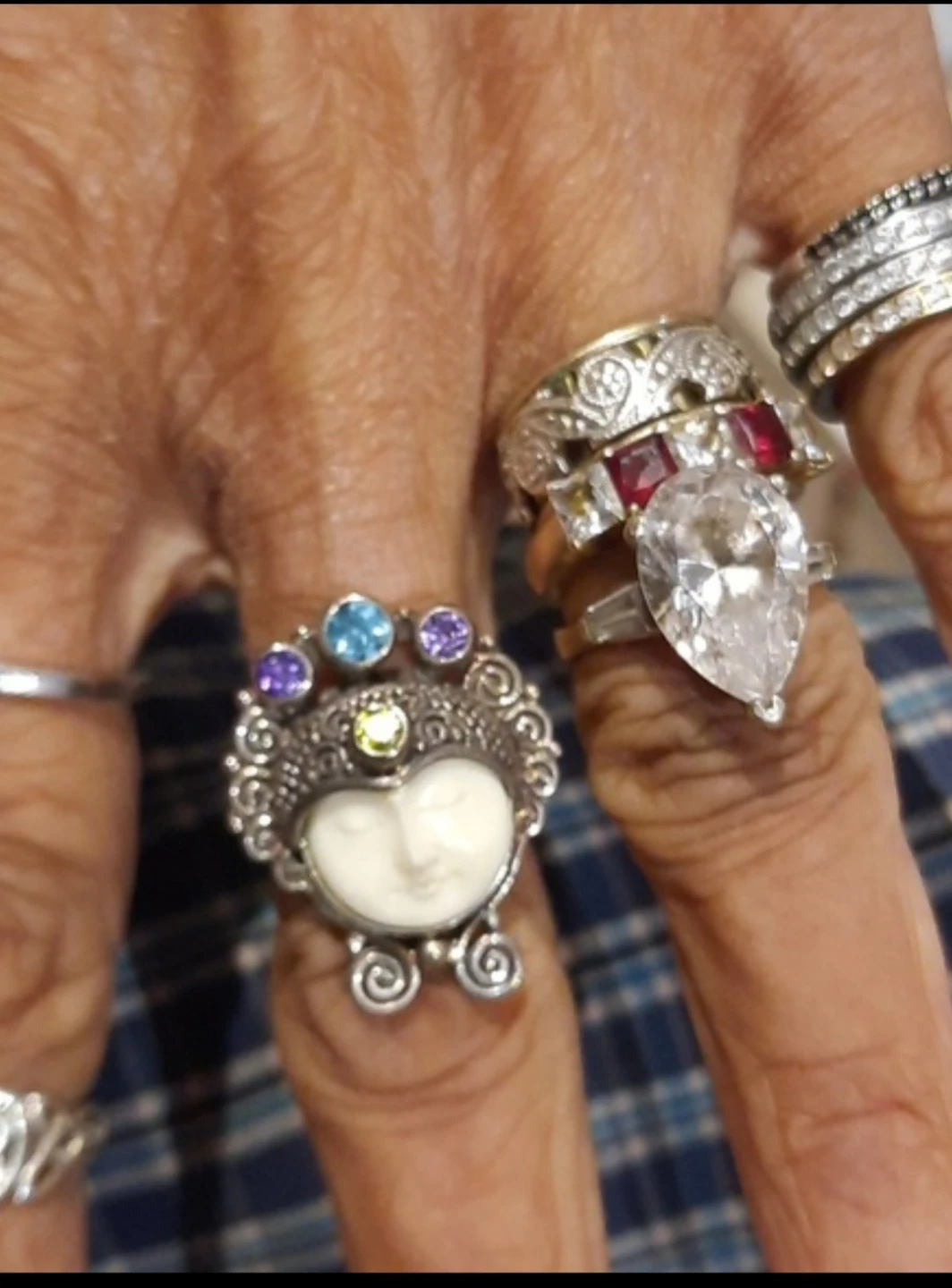 Bali Handmade Boneface Goddess Amethyst Ring