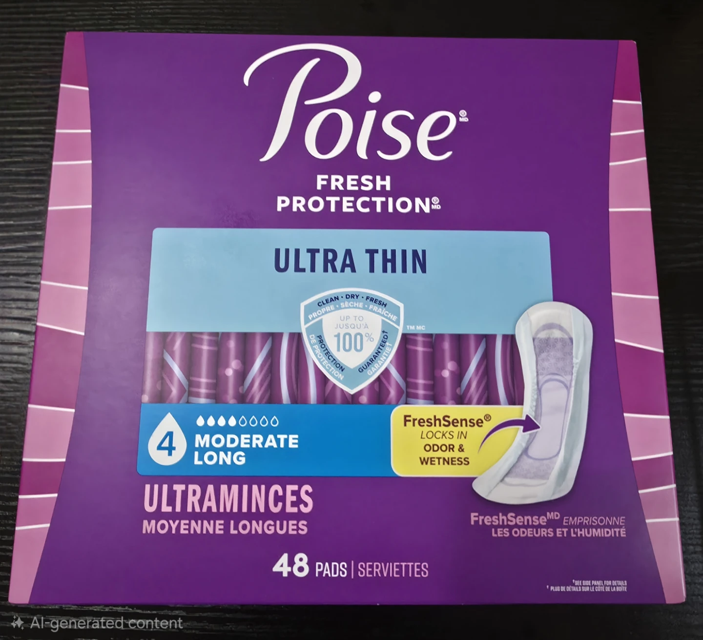 Poise Ultra Thin Moderate Long Pads - 48 Count