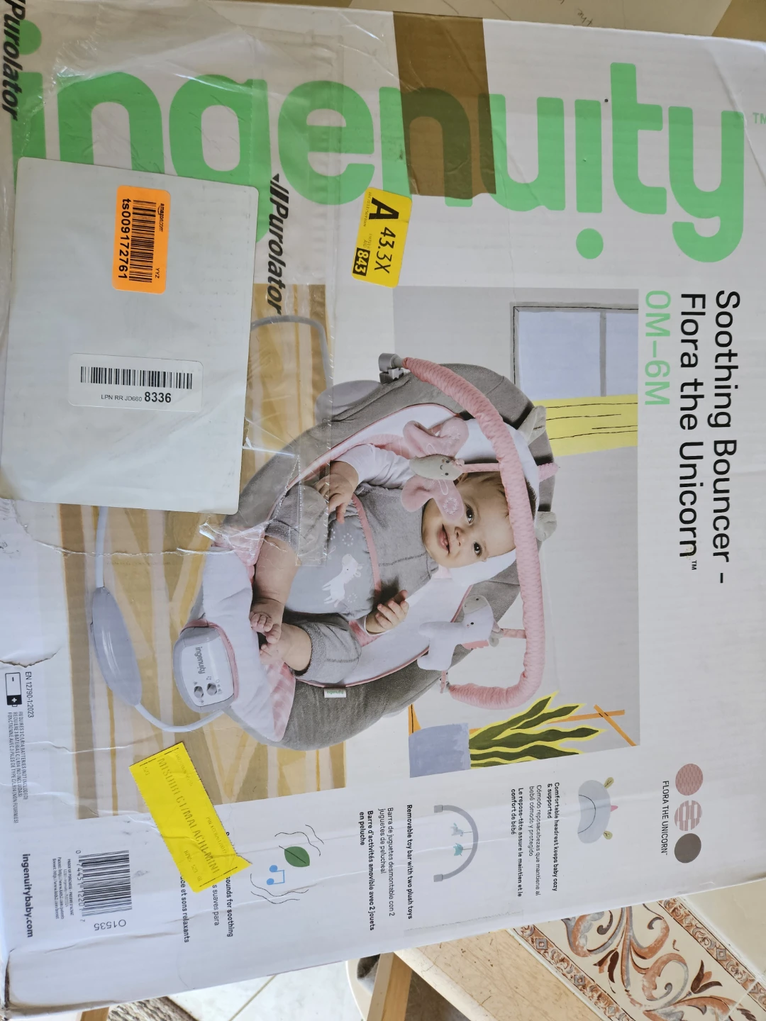 Ingenuity Soothing Baby Bouncer - Flora the Unicorn - photo 2