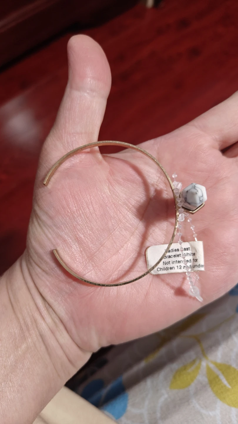 Bangle Bracelet with White Stone - photo 2