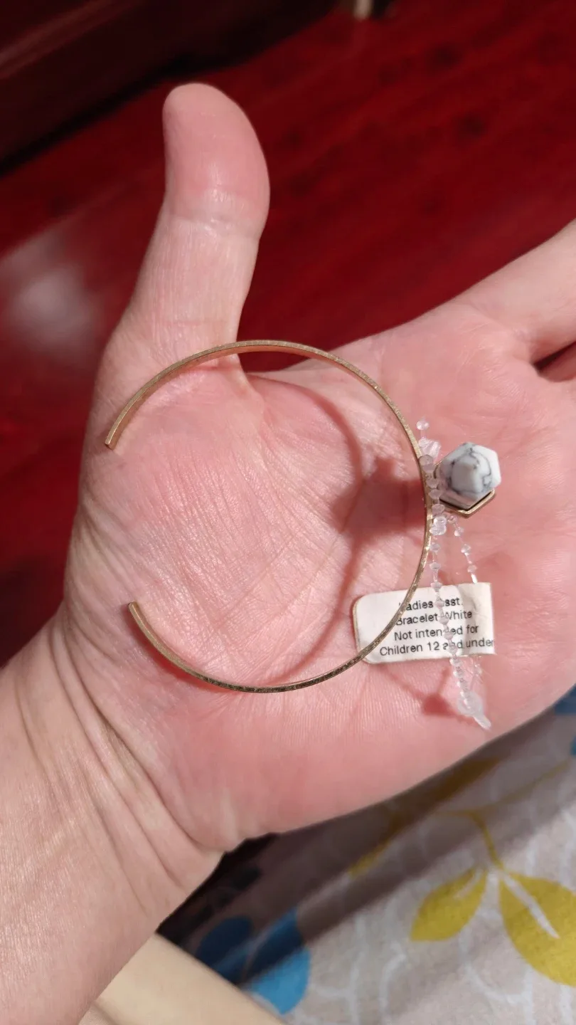 Bangle Bracelet with White Stone - photo 2