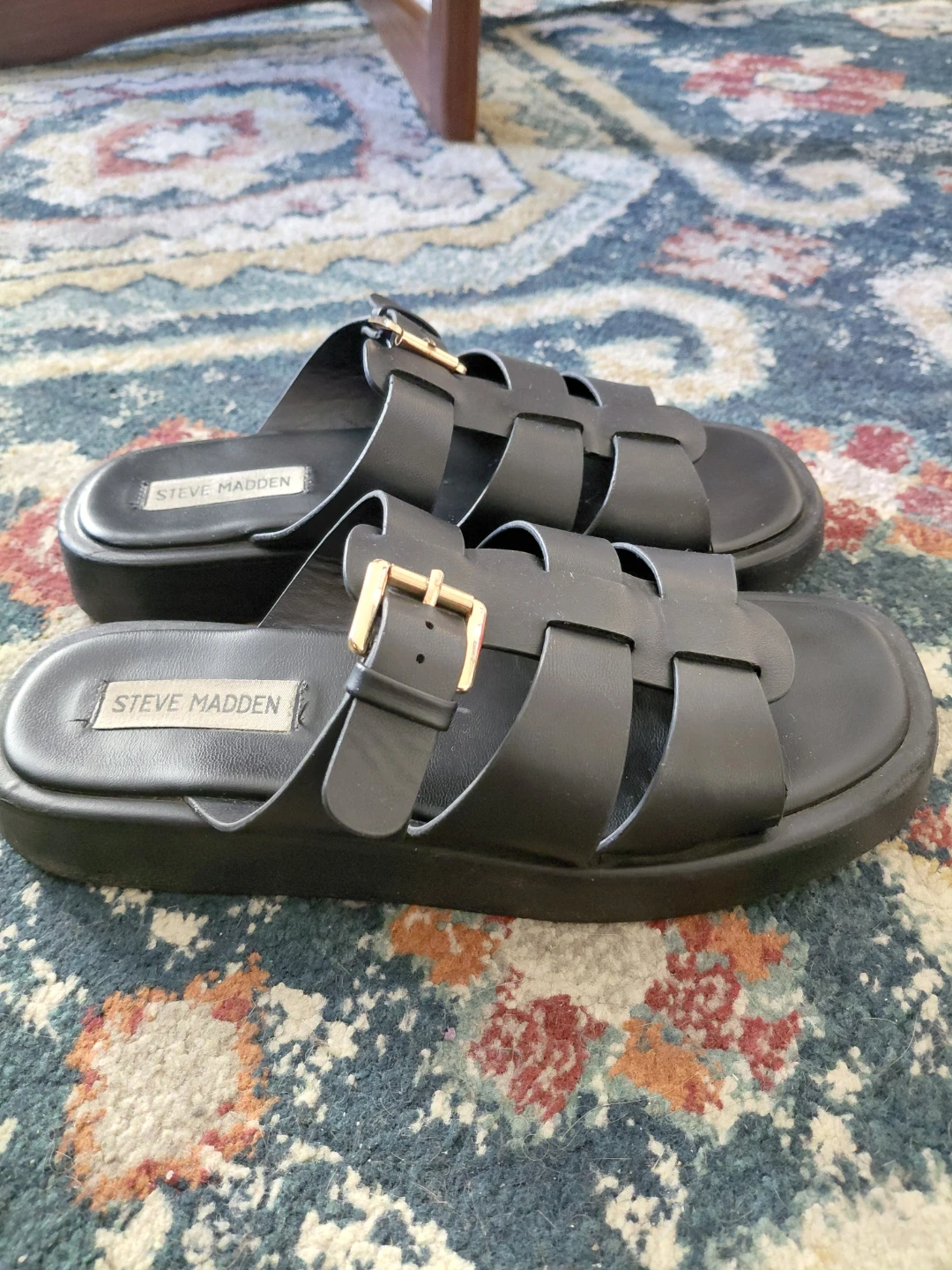 Steve Madden Black Strappy Sandals