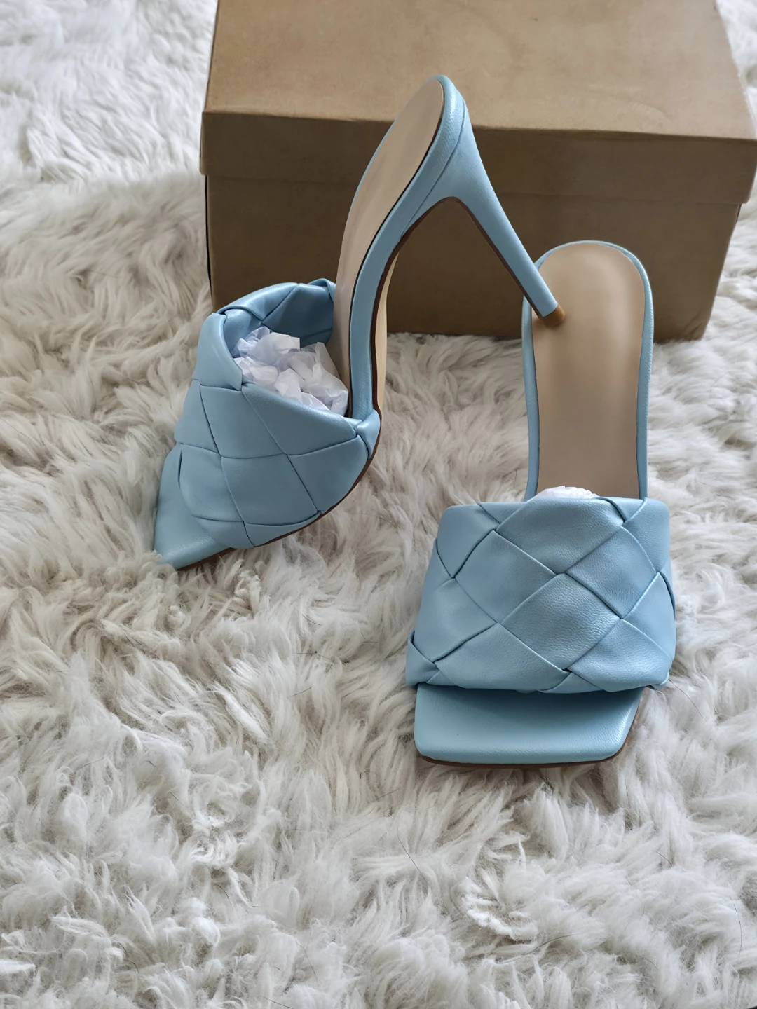 ​*Brand New* Onlymaker Baby Blue Woven Mules heels - Size 6 - photo 2