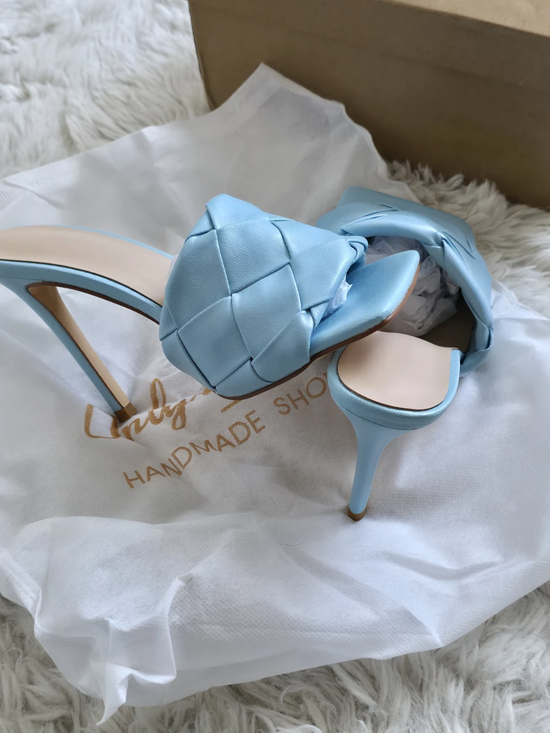 ​*Brand New* Onlymaker Baby Blue Woven Mules heels - Size 6 - photo 5