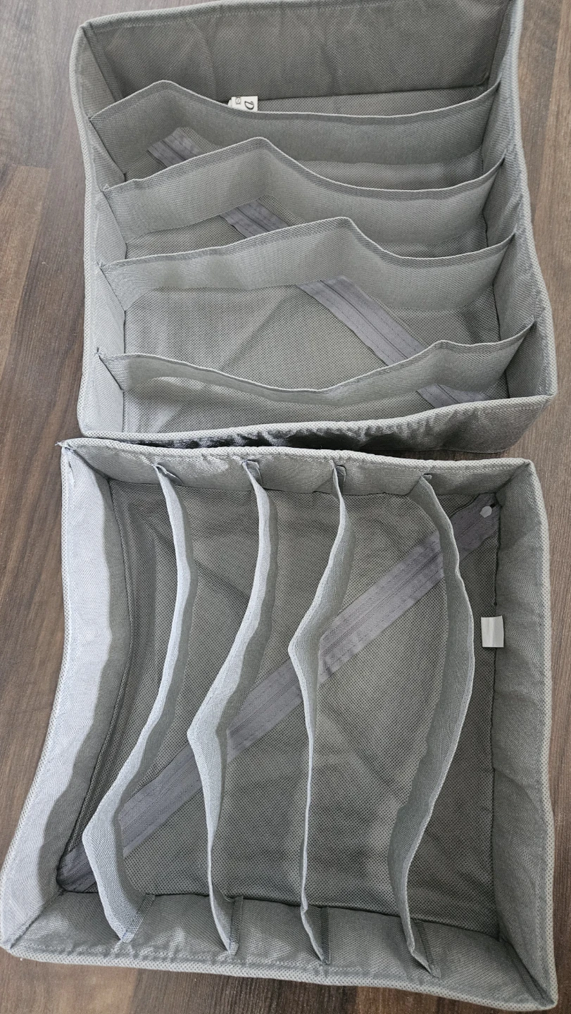 Grey Fabric Drawer Organizers (Set of 2)