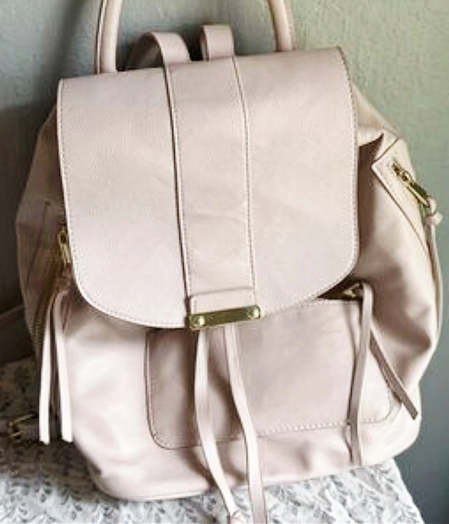 Indigo Vegan Leather Backpack in Blush colour