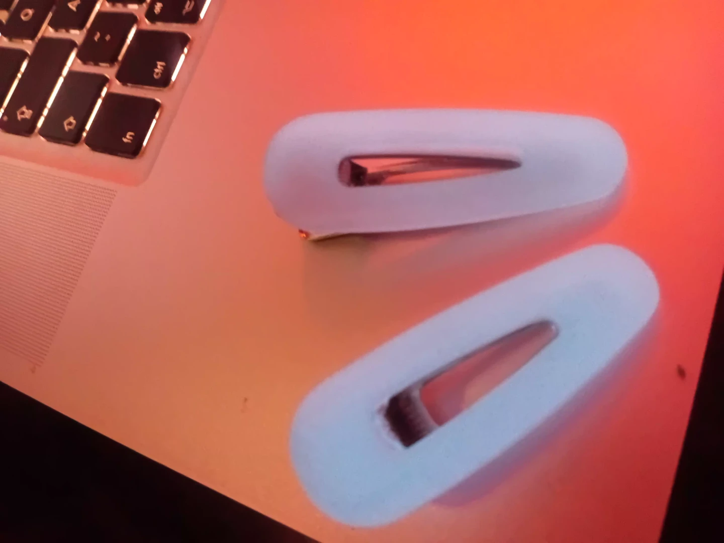 Custom made 2 White Snap Hair Clips glow in the Dark - photo 5