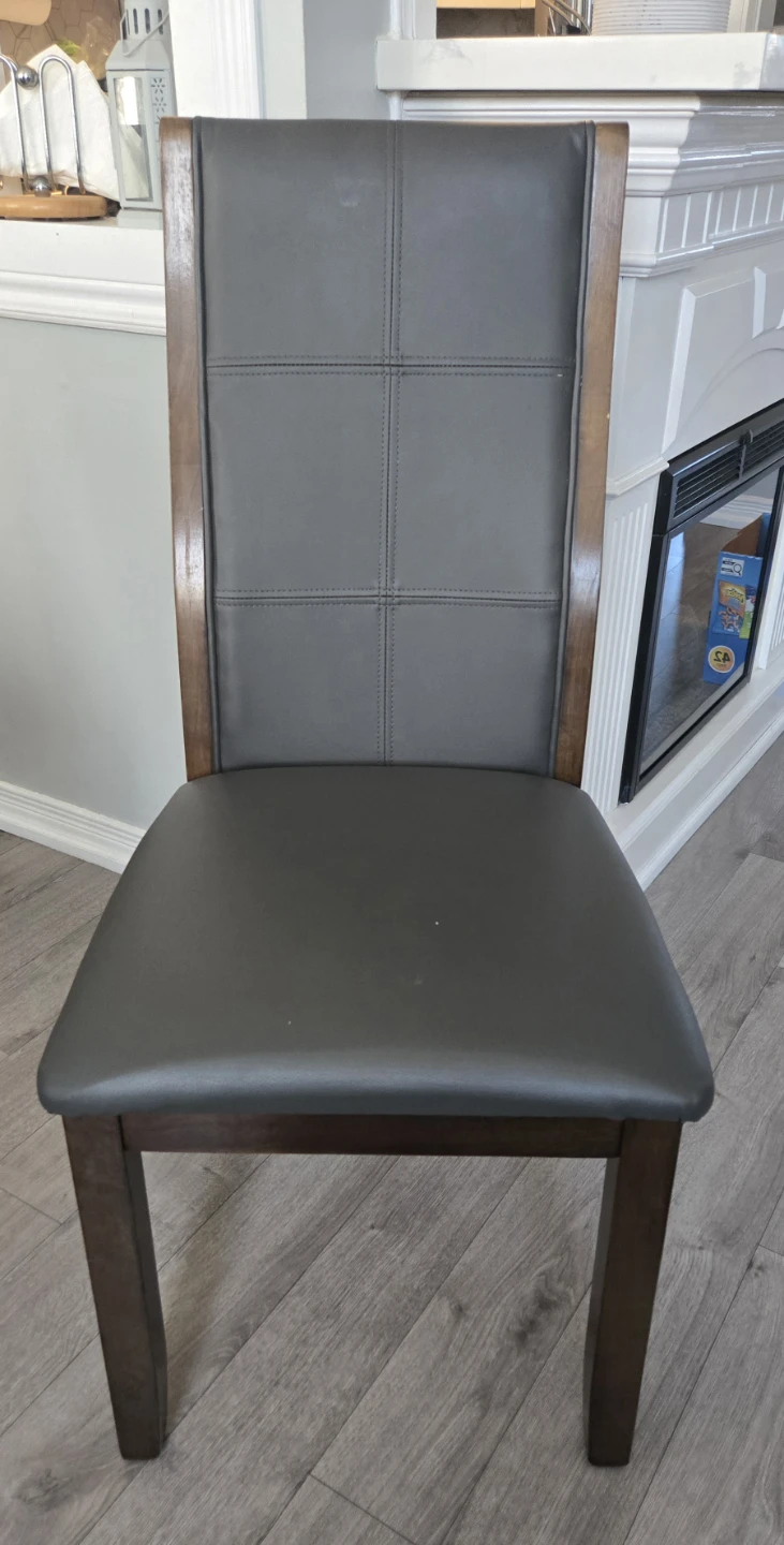 Dining Chair with Grey Faux Leather Seat and Back