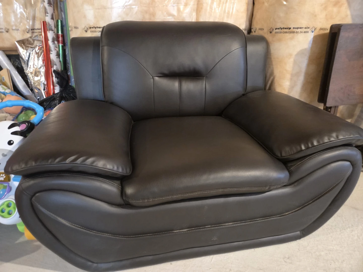 Dark Brown Faux Leather Armchair