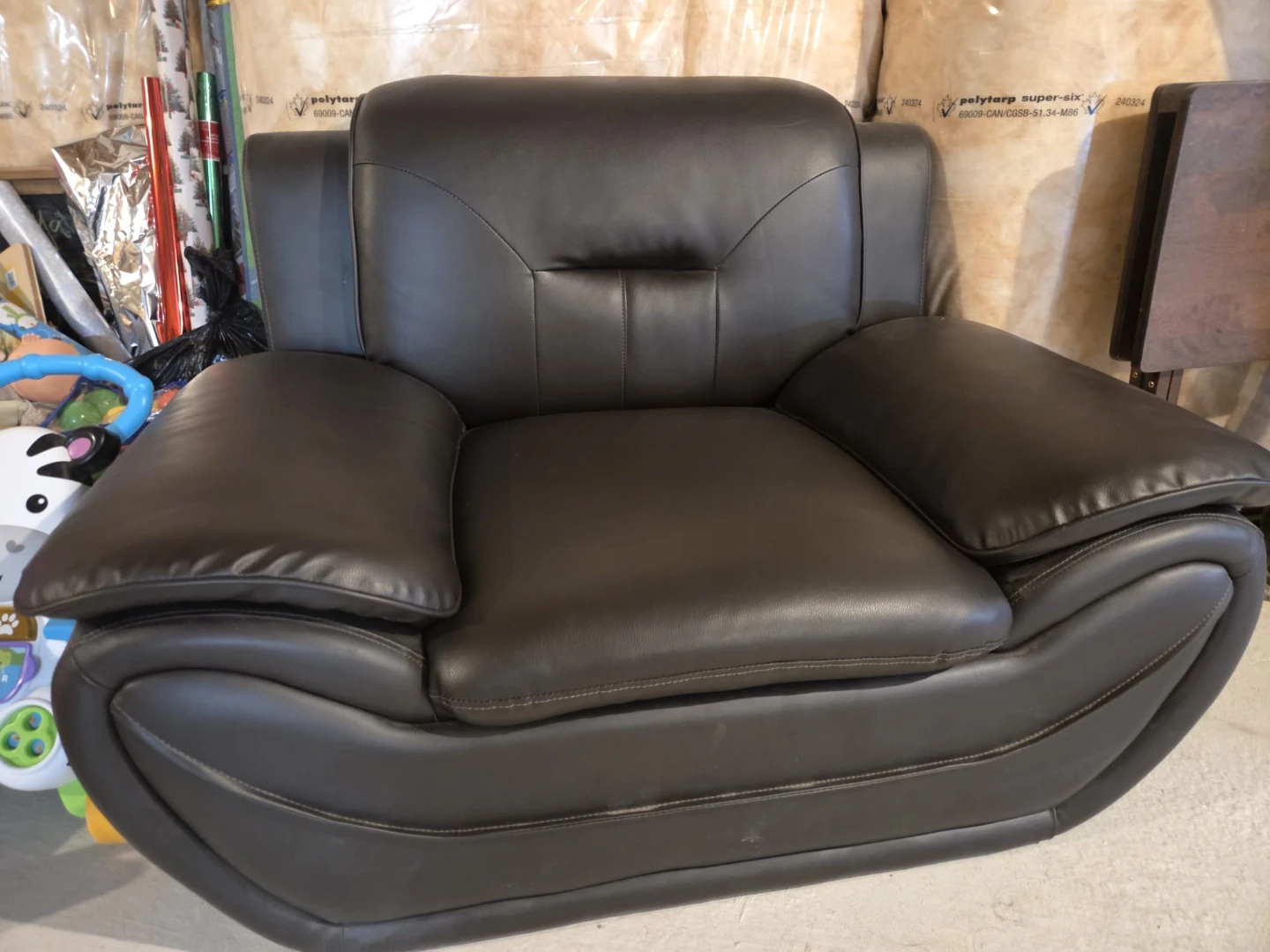 Dark Brown Faux Leather Armchair - photo 2