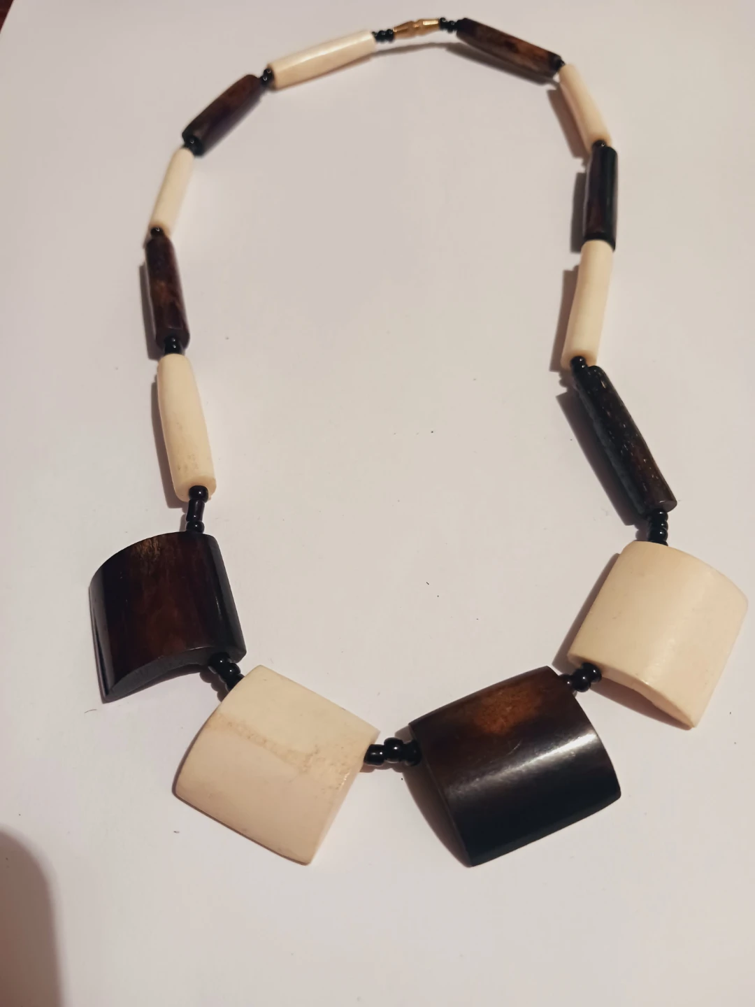 Beaded Necklace with Wood and Bone Elements - photo 2
