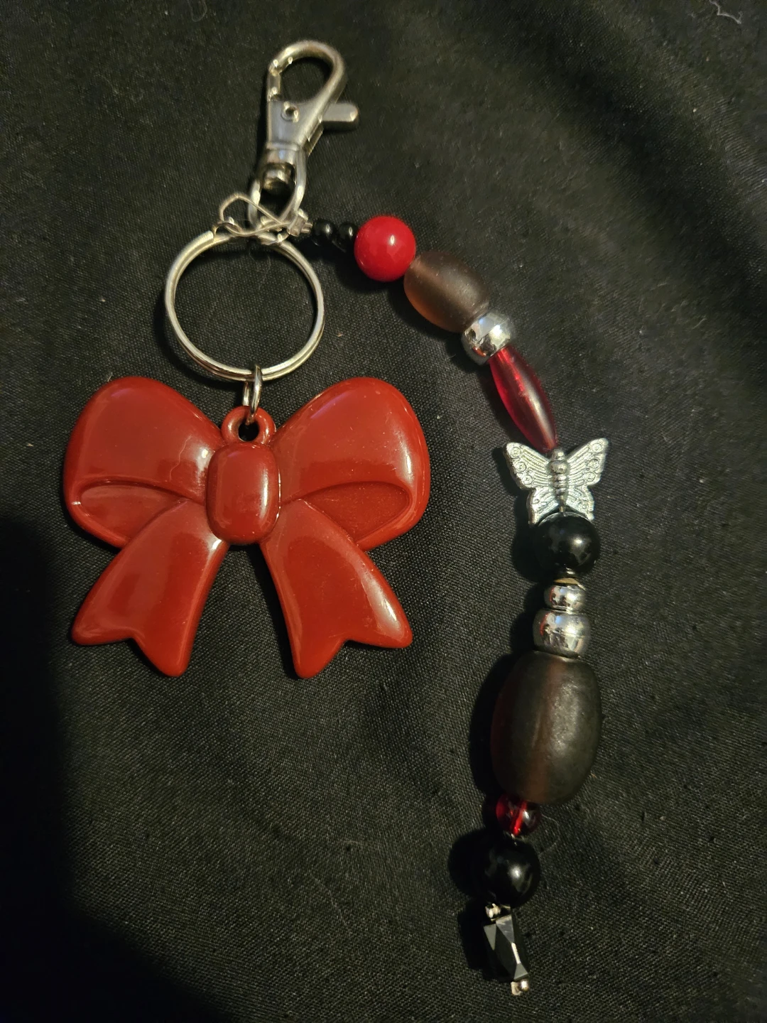 Handmade Bow Keychain with Beads