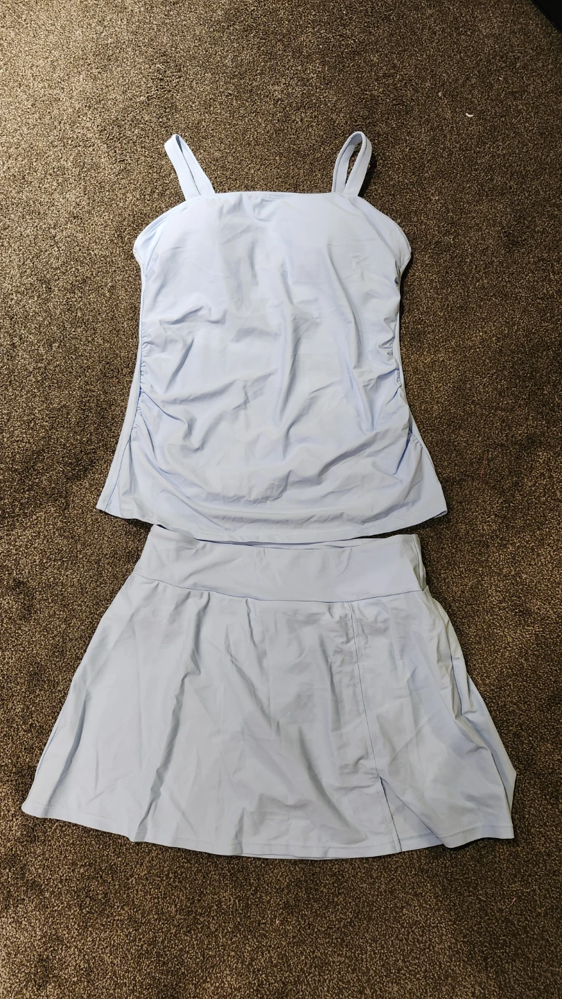 Light Blue Swimsuit Tankini Top and Skirt